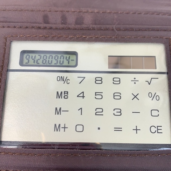 Miscellaneous Trifold Wallet Khaki/Brown Fabric/Faux Leather Calculator - Picture 4 of 9